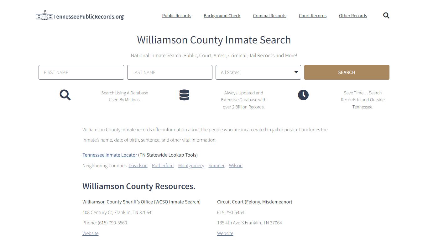 Williamson County Inmate Search - WCSO Current & Past Jail Records